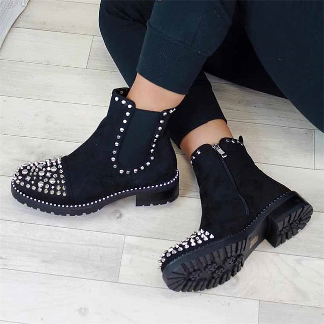 Boots Sole Chelsea Studded Ankle Chunky for – Women Black