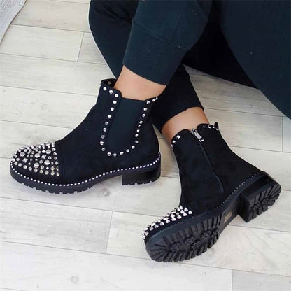 Boots Sole Chelsea Studded Ankle Chunky for – Women Black