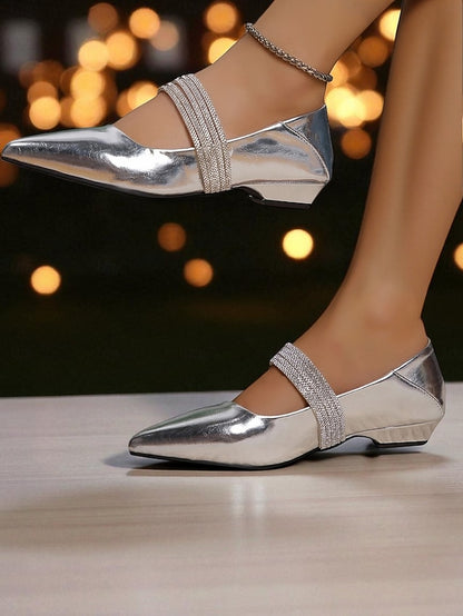 Elegant Leather - Black Women's Pointed Patent Toe Flats