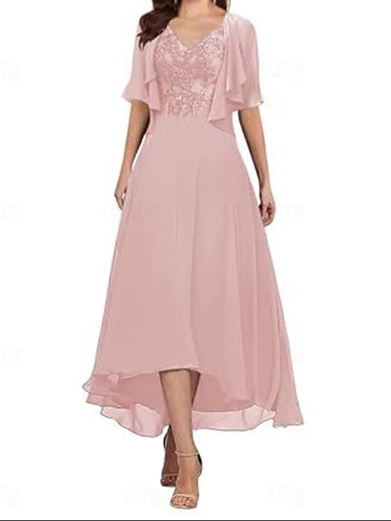 the Dress Elegant of Simple A-Line Neck Mother V Bride