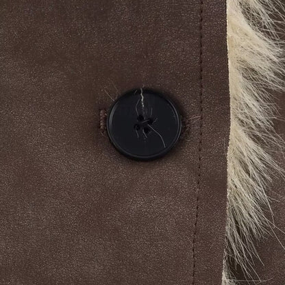 Women's Warm Pocket Coat Faux Buttons Comfortable Fur