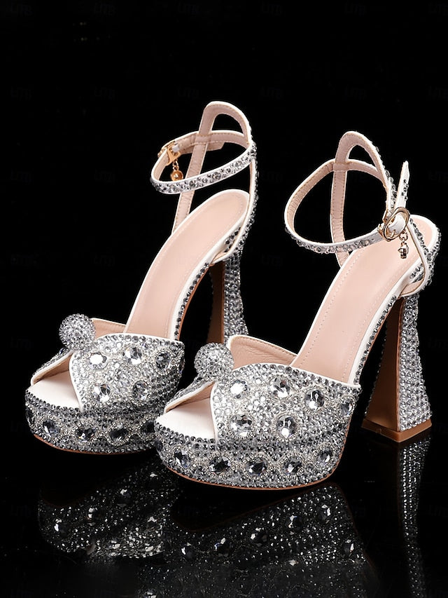 Glamorous Platform Crystal-Embellished Women's with Sandals