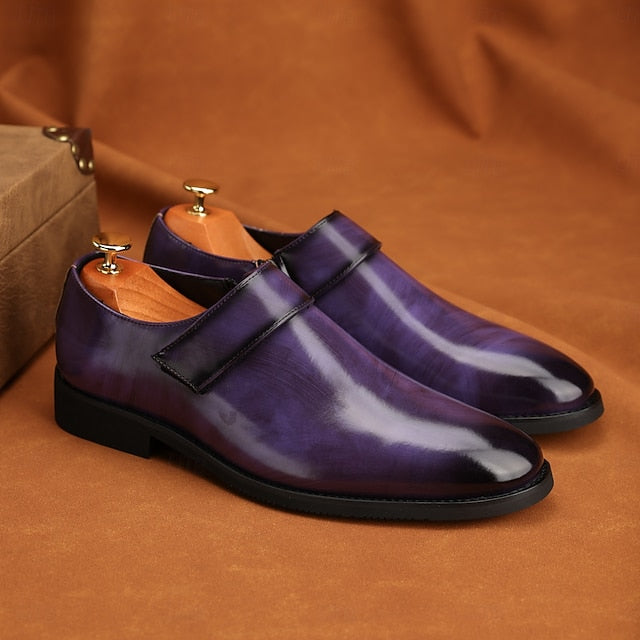 Leather Loafers Shoes Brown Slip-On Business Men's