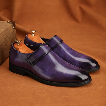 Leather Loafers Shoes Brown Slip-On Business Men's