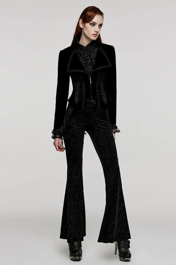 Slim Notch-Lapel Long-Sleeve Tuxedo Jacket for Women in Two Hues - GothicEdge
