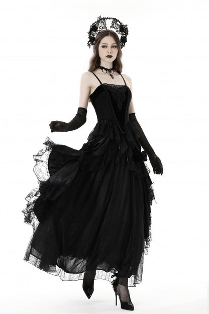 No-Sleeve Floral Velvet Gothic Corset Top