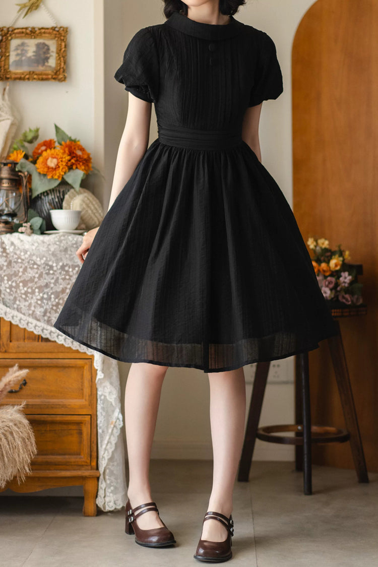 Ebony High-Collar Lantern-Sleeve Pastoral Vintage Gown - Forest Gallery