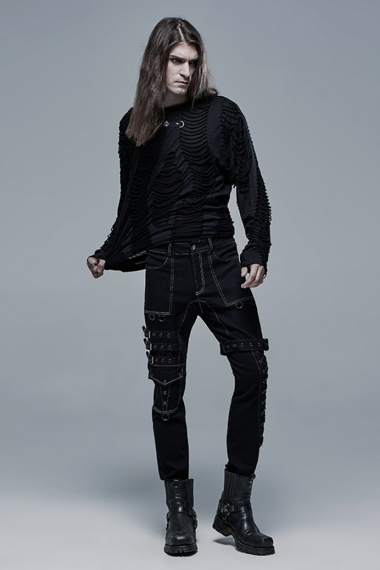 Detachable Steampunk Pants with Multi Pockets and Buckles
