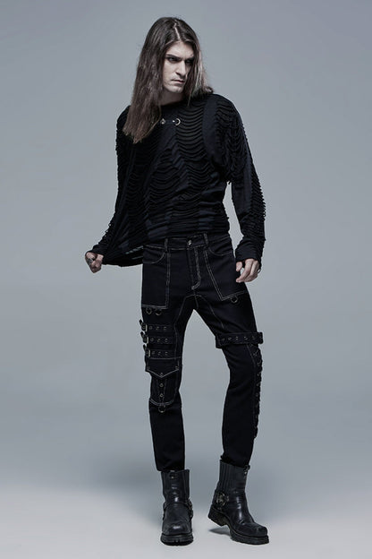 Detachable Steampunk Pants with Multi Pockets and Buckles