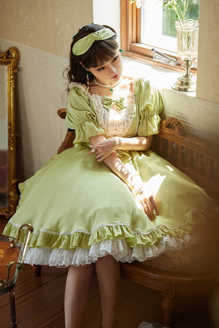 Midsummer Galaxy Solid Short Sleeve Ruffled Bow Lolita OP Dress