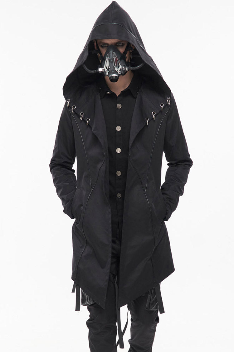 Windproof Hooded Casual Coat with Back Strap Detailing