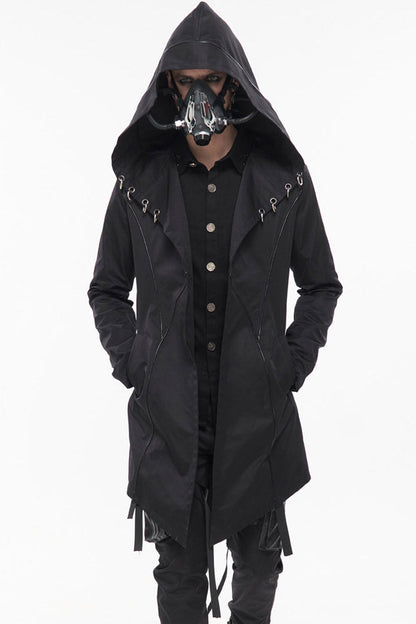 Windproof Hooded Casual Coat with Back Strap Detailing