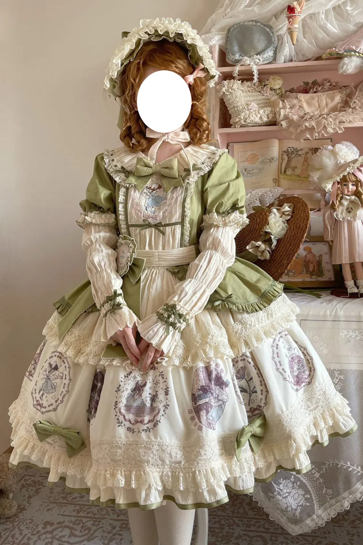 Emerald Ida's Flowers Short-Sleeve Ruffled Bowknot Sweet Dress