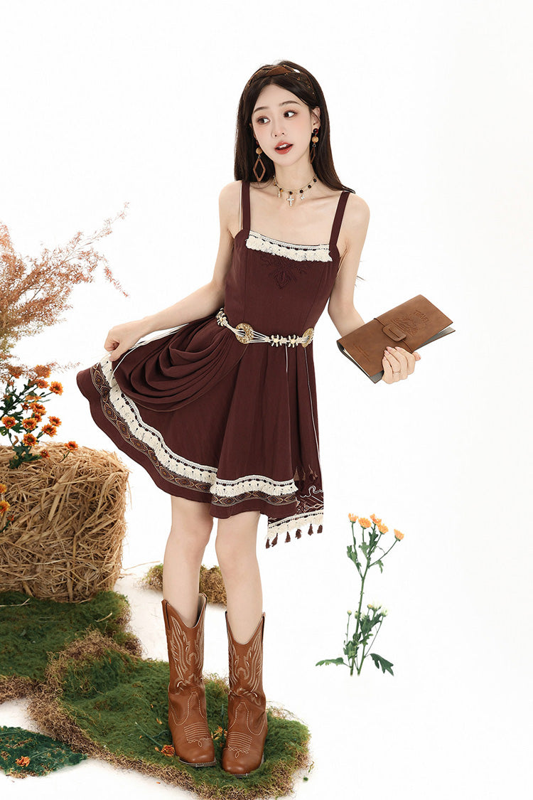 Wilderness Dream Square Collar Embroidered Lolita Jumper Set
