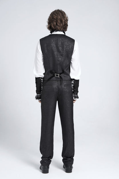 No-Sleeve Floral Stitched Velvet Men's Gothic Waistcoat