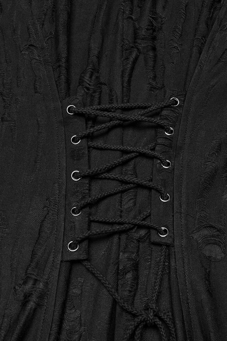 Ebony Long-Sleeve Irregular Hooded Sheer Ripped Men's Gothic Coat