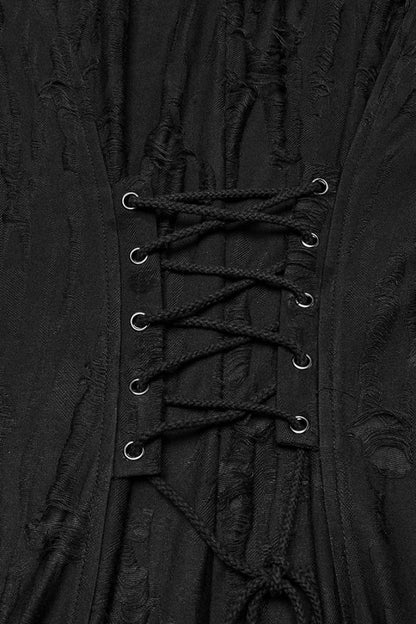 Ebony Long-Sleeve Irregular Hooded Sheer Ripped Men's Gothic Coat