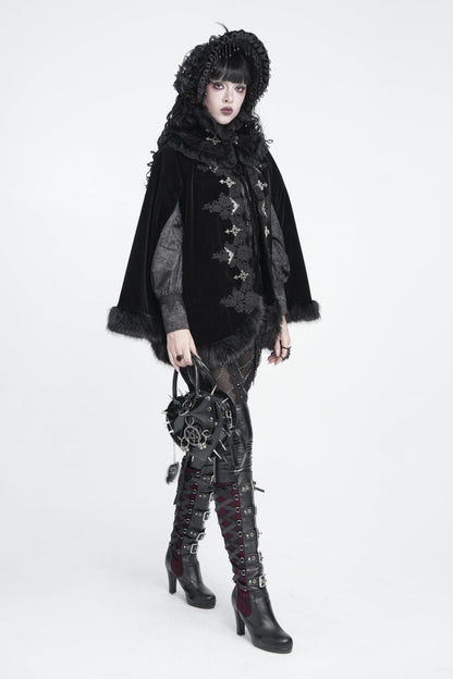 Gothic Royal Velvet Neckwear with Black Jacquard Embroidered Lace Detail
