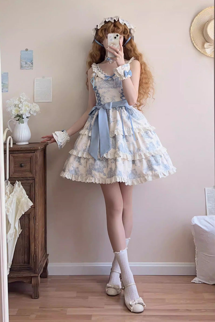 Grape Moon Almanac Printed Ruffle Bow Adjustable Lolita JSK