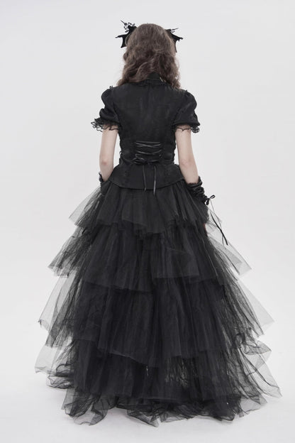 Lace-Up Pleated Gothic Palace Blouse for Women