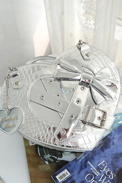 Heart-Shaped Bowknot Buckle Gothic Lolita Handbag for Tea Time in Two Colors - MysticMeadow