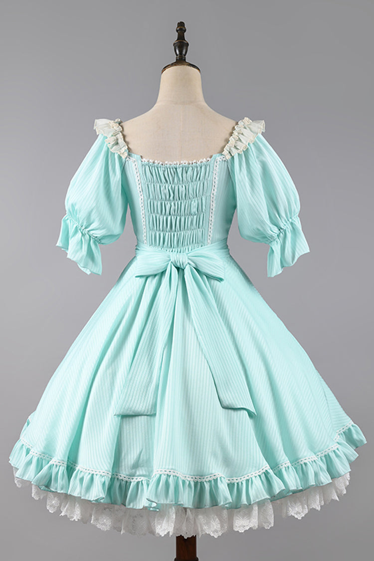 Midsummer Galaxy Solid Short Sleeve Ruffled Bow Lolita OP Dress