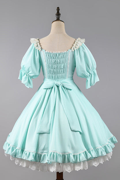 Midsummer Galaxy Solid Short Sleeve Ruffled Bow Lolita OP Dress