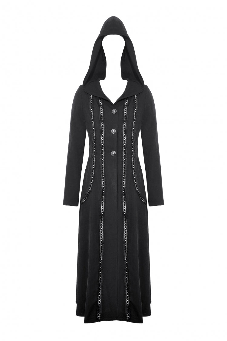 Hooded Punk Jacket with Ruffled Lace-Up Front for Women