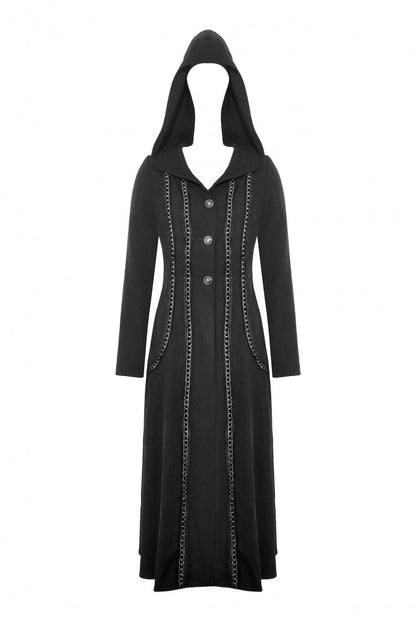 Hooded Punk Jacket with Ruffled Lace-Up Front for Women