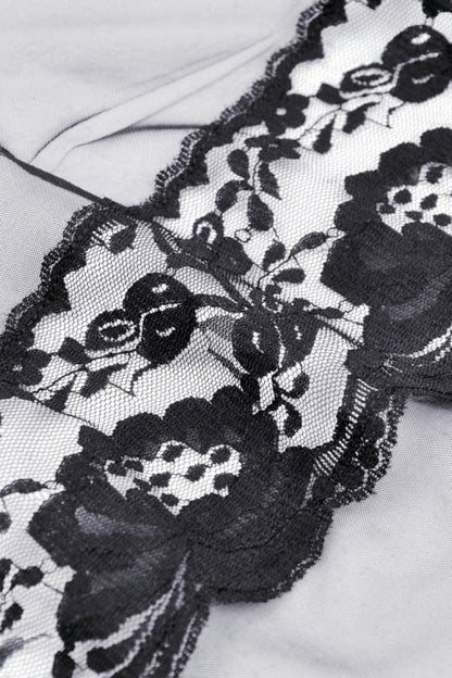 No-Sleeve Layered Lace Sheer Mesh Gothic Slip Gown