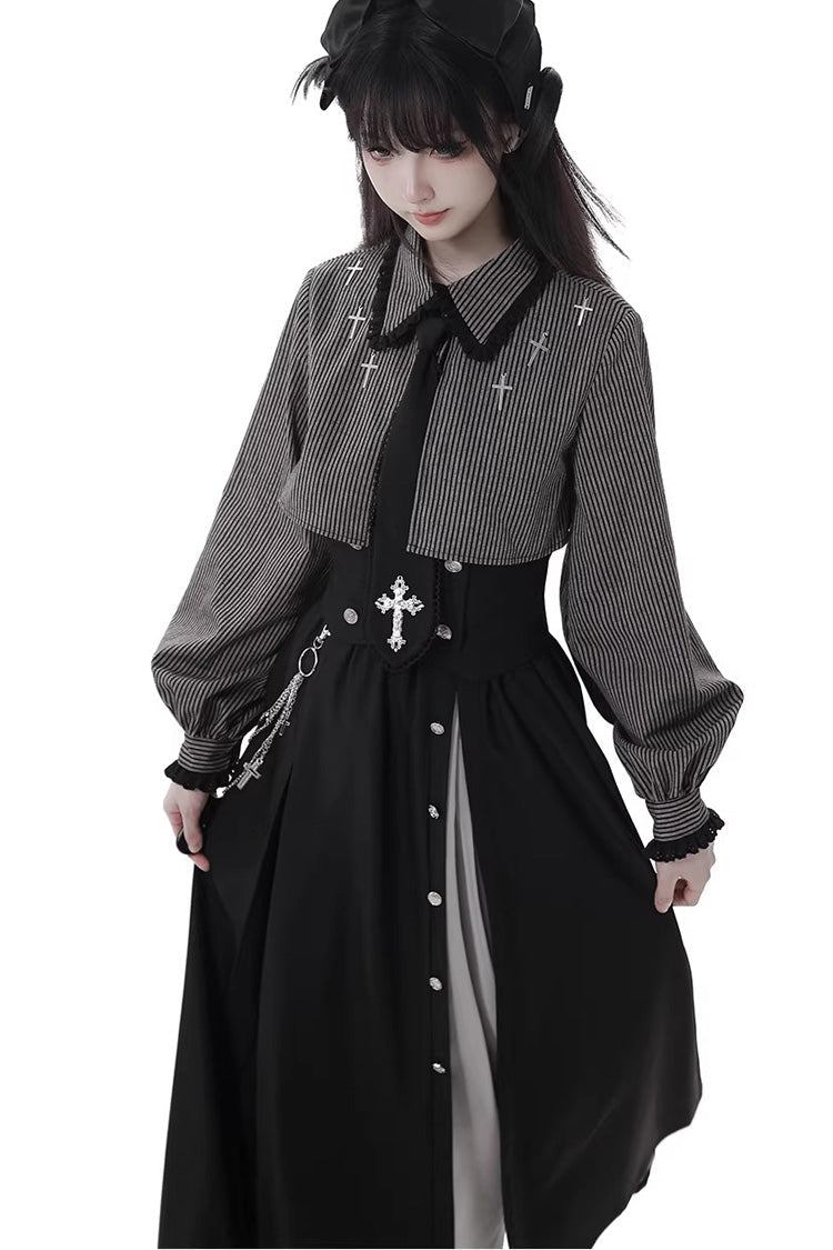 Ebony Printed Ruffled Asymmetric Chain Skirt Set - Hymn of the Cross