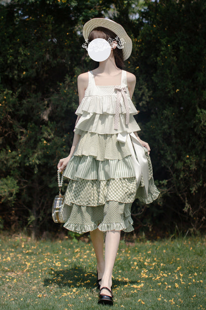 Emerald Forest Multi-Layered Ruffle Holiday Sweet JSK Dress