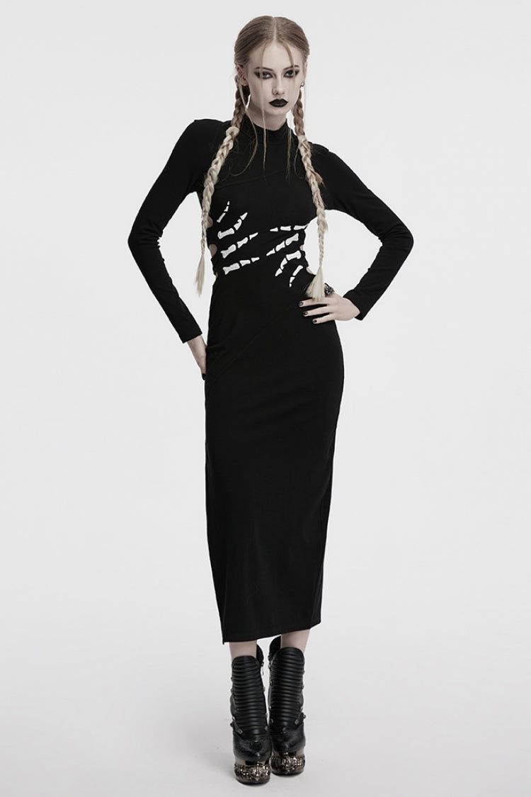 Cutout Skeleton Dress for Women - Gothic Hollow Design