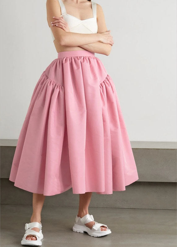 Plus Size Vintage Pink pleated Skirt Spring AJ1013