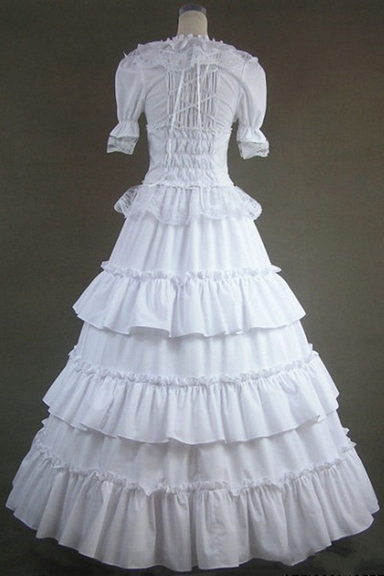 Ivory Square Collar Long-Sleeve Floor-Length Multi-Layer Victorian Gothic Gown