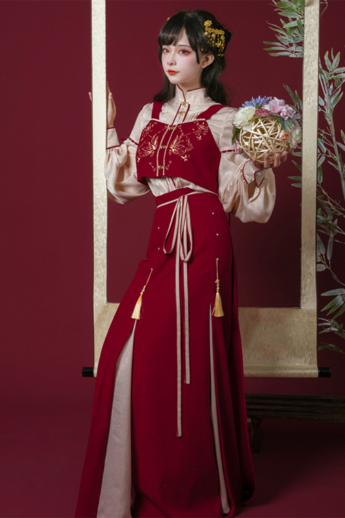 Crimson Song Han Dynasty High-Waisted Soft Hanfu Dress