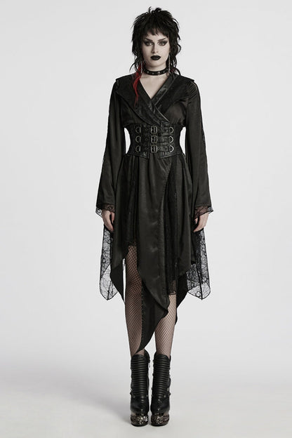 Ebony Long-Sleeve Lace Irregular Gothic Dress
