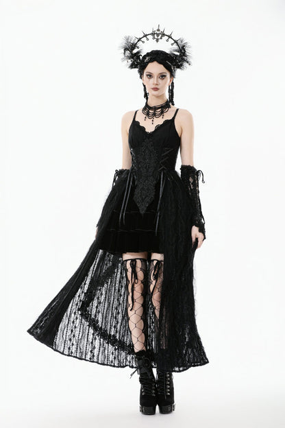 No-Sleeve Floral Lace-Up Gothic Slip Wedding Gown