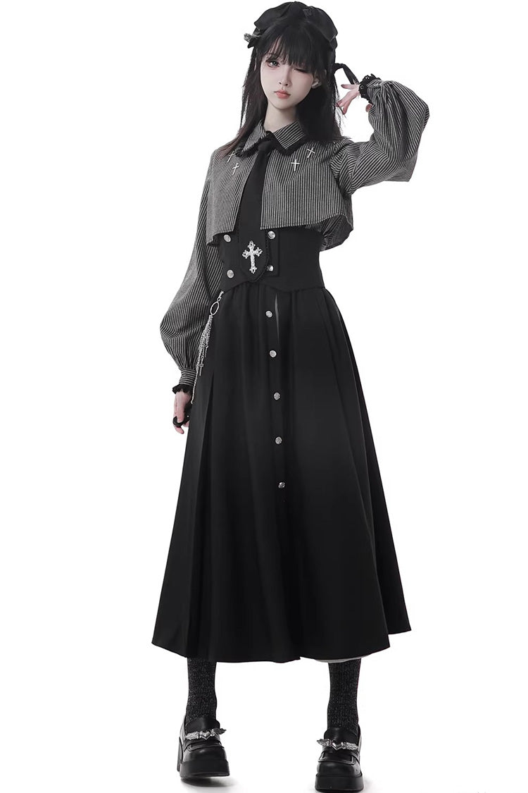 Ebony Printed Ruffled Asymmetric Chain Skirt Set - Hymn of the Cross