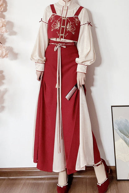 Crimson Song Han Dynasty High-Waisted Soft Hanfu Dress