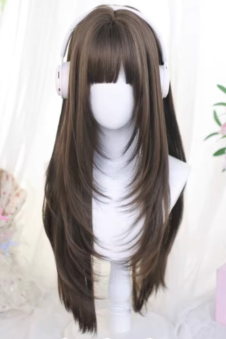 Straight Sweet Lolita Wig with Airy Bangs in Japanese Style, Two Colors - AnimeVibe