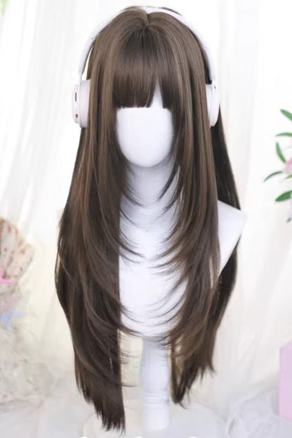Straight Sweet Lolita Wig with Airy Bangs in Japanese Style, Two Colors - AnimeVibe
