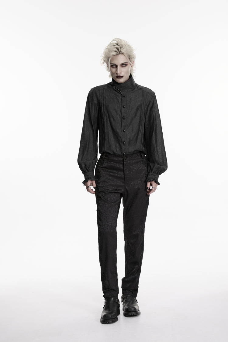 Men's Gothic Gorgeous Handsome Slim Pants in Black Jacquard