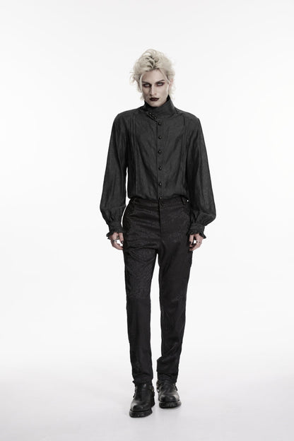 Men's Gothic Gorgeous Handsome Slim Pants in Black Jacquard