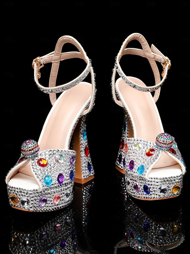 Platform with Women's Rhinestone Sandals Matching High Heel