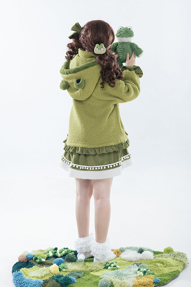Emerald Long Sleeve Hooded Bow Sweet Lolita Coat