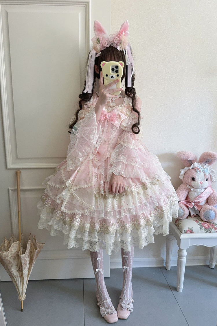 Blush Sleeveless Embroidered Bow Chinese-Style JSK