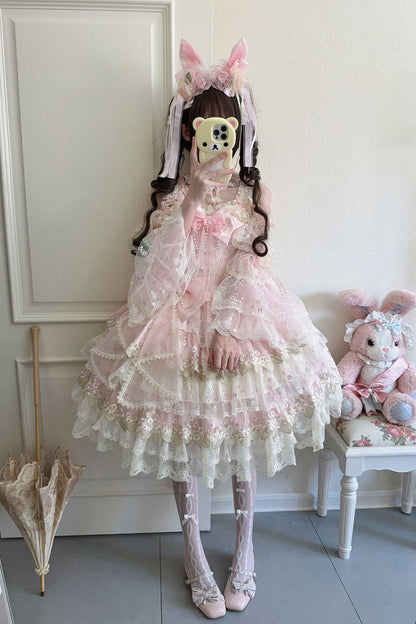 Blush Sleeveless Embroidered Bow Chinese-Style JSK