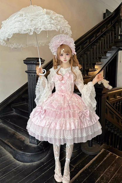 Blush Doll-Style Sleeveless Ruffled Lace Daily Dress