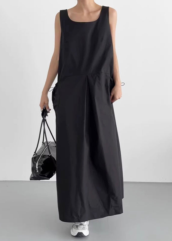 Women Neck Cotton Dresses White Robe Sleeveless U